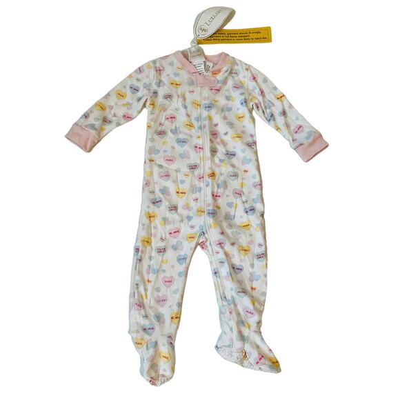NWT Lullaby Set NB Pink Convo Hearts Footie - Picture 2 of 7